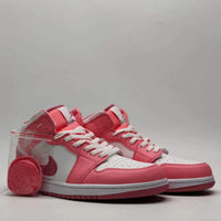 Mid Top Sneakers, White Pink Colorway, Lace Up Design, Casual Gift for Sneaker Fans