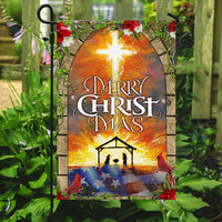 Nativity Scene Star of Bethlehem Yard Flag, Merry Christmas Garden Flag, Double Sided Christian Outdoor Flag, Holiday Lawn Decor