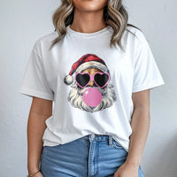 Retro Pop Art Santa Shirt, Bubble Gum Santa Claus T-Shirt, Humorous Cool Santa Graphic Tee, Vintage Holiday Party T-Shirt, Christmas Present