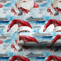 Christmas Cruise Gift Wrap, Tropical Santa Wrapping Paper, Beach Holiday Wrapping Paper, Watercolor Sunglasses Santa Paper Roll
