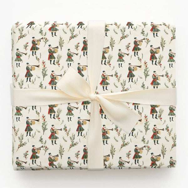 Medieval Drummers Pipers Gift Wrap, Vintage Christmas Musicians Wrapping Paper, Traditional Caroler Wrapping Paper, Holiday G