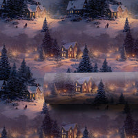 Snowy Cabin Night Scene Gift Wrap, Winter Village Wrapping Paper, Christmas Present Paper, Holiday Gift Wrap Roll, Winter Wonderland Wrap