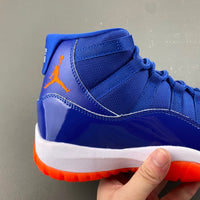 High Top Sneakers, Royal Blue White Orange Colorway, Leather Footwear, Lace Up Design, Casual Gift for Sneaker Fans