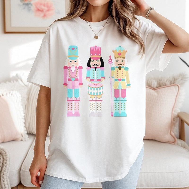 Pastel Nutcracker Ballet T-Shirt, Nutcracker Christmas Shirt, Adorable Holiday Graphic Tee, Festive Winter Dance T-Shirt, Christmas Season Present