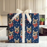 Winter Dog Gift Wrap, German Shepherd Christmas Wrapping Paper, Red Scarf Snowflake Wrapping Paper, Holiday Dog Lover Gift Wrap