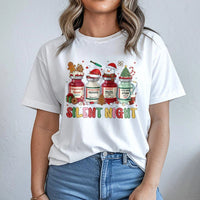 Medical Holiday Vials Nurse Shirt, Silent Night Christmas Nurse T-Shirt, Humorous ICU Nurse Christmas Tee, Healthcare Worker Graphic T-Shirt
