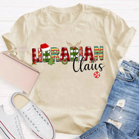 Custom Name Book Lover Holiday Shirt, Personalized Librarian Christmas T-Shirt, Festive Library Graphic Tee, Xmas Reading Present
