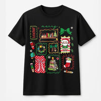 Retro School Supplies Holiday Tee, Merry Teacher Christmas T-Shirt, Festive Classroom Graphic Shirt, Adorable Winter Xmas Teacher Present Tee