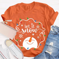 Let It Snow Holiday Graphic Tee, Christmas Lights Snowflakes Snowmen Shirt, Winter Wonderland T-Shirt, Festive Xmas Tee, Adorable Christmas Present