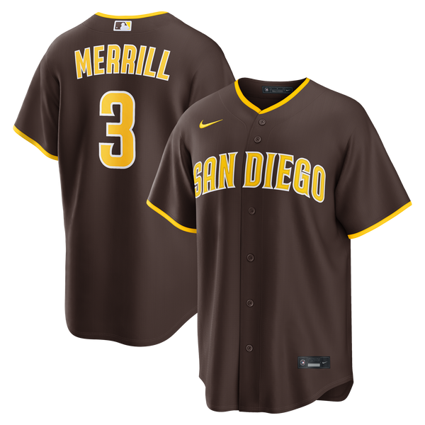 San Diego Padres Jackson Merrill Brown Road Replica Jersey