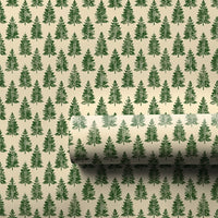 Woodland Forest Holiday Gift Wrap, Green Pine Tree Wrapping Paper, Minimalist Pine Tree Wrapping Paper, Rustic Christmas Paper Roll