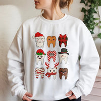 Humorous Dentist Holiday Crewneck, Christmas Teeth Sweatshirt, Dental Hygienist Xmas Pullover, Adorable Tooth Graphic Christmas Sweatshirt