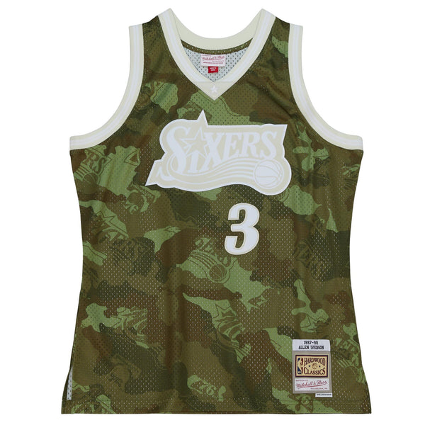 Philadelphia 76ers NBA Allen Iverson 1996 Ghost Green Camo Swingman Jersey