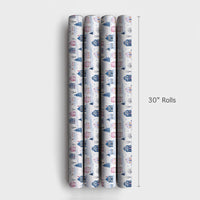 Snowy Cottage Gift Wrap, Winter Village Wrapping Paper, Watercolor Pastel House Christmas Wrapping Paper, Comfy Holiday Town Wrapping Paper