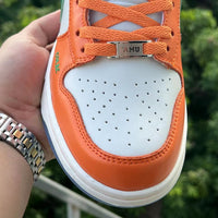 Low Top Sneakers, Orange Teal White Colorway, Lace Up Design, Casual Gift for Sneaker Fans