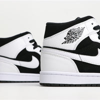 Mid Top Sneakers, White Black Colorway, Lace Up Design, Casual Gift for Sneaker Fans