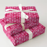 Watercolor Snowflake Holiday Gift Wrap, Pink Christmas Tree Wrapping Paper, Modern Colorful Wrapping Paper, Holiday Wrapping Paper Roll