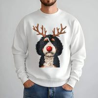 Humorous Reindeer Dog Sweatshirt, Bernadoodle Christmas Sweatshirt, Holiday Bernedoodle Crewneck, Comfy Dog Lover Xmas Graphic Sweatshirt