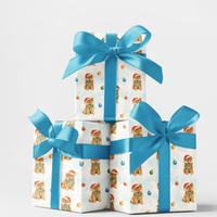 Dog with Holiday Lights Wrapping Paper, Shiba Inu Christmas Wrapping Paper, Festive Puppy Gift Wrapping Paper, Dog Lover Present Wrap