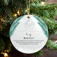 Personalized Thank You Keepsake, Mentor Christmas Ornament, Ceramic Circle Holiday Ornament, Teacher Appreciation Present