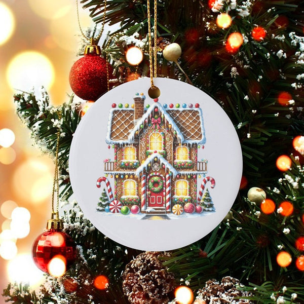 Holiday Gingerbread Tree Ornament, Gingerbread House Christmas Ornament, Adorable Winter Gingerbread Ornament, Xmas Decor, Ho
