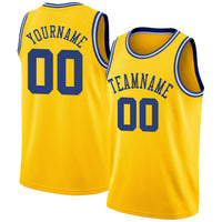 Custom Basketball Jersey - Gold Royal-White Round Neck Rib-Knit
