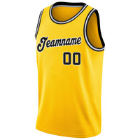 Custom Basketball Jersey - Gold Black-White Round Neck Rib-Knit