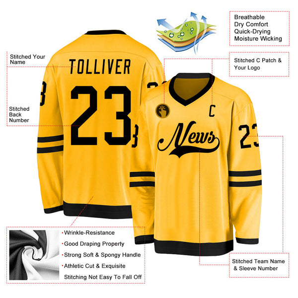 Custom Hockey Jersey - Gold Black