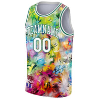 Custom Basketball Jersey - Scratch Graffiti Pattern White-Kelly Green 3D Authentic