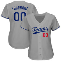 Custom Baseball Jersey - Gray Royal-Red Authentic