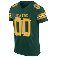 Custom Football Jersey - Green Gold-White Mesh Authentic