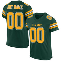 Custom Football Jersey - Green Gold-White Mesh Authentic