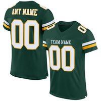 Custom Football Jersey - Green White-Gold Mesh Authentic
