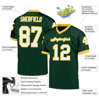 Custom Football Jersey - Green White-Gold Mesh Authentic Throwback