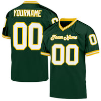 Custom Football Jersey - Green White-Gold Mesh Authentic Throwback