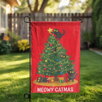 Humorous Black Cats Christmas Tree Yard Flag, Meowy Catmas Garden Flag, Holiday Xmas Lawn Banner, Cat Lover Porch Decor Present