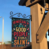 Political Holiday Garden Flag, Democracy Dies When Silent Garden Flag, Social Justice Yard Flag, Double Sided Patriotic Christmas Decor