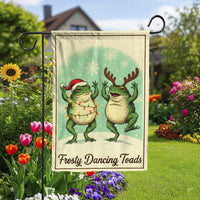 Dancing Toads Santa Hat Yard Flag, Humorous Christmas Frog Garden Flag, Double Sided Holiday Porch Banner, Cottagecore Xmas Lawn Decor