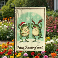 Dancing Toads Santa Hat Yard Flag, Humorous Christmas Frog Garden Flag, Double Sided Holiday Porch Banner, Cottagecore Xmas Lawn Decor