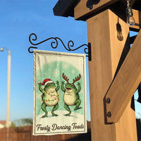 Dancing Toads Santa Hat Yard Flag, Humorous Christmas Frog Garden Flag, Double Sided Holiday Porch Banner, Cottagecore Xmas Lawn Decor