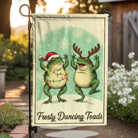 Dancing Toads Santa Hat Yard Flag, Humorous Christmas Frog Garden Flag, Double Sided Holiday Porch Banner, Cottagecore Xmas Lawn Decor