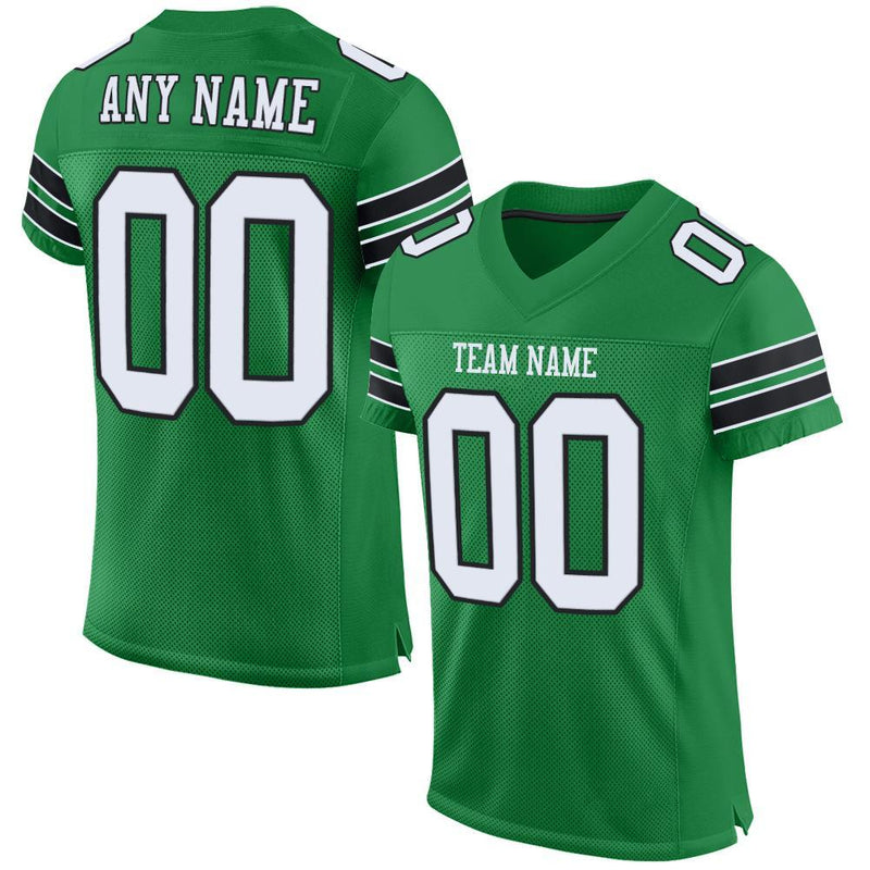 Custom Football Jersey - Grass Green White-Black Mesh Authentic