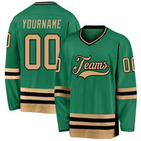 Custom Hockey Jersey - Kelly Green Old Gold-Black