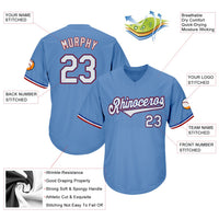 Custom Baseball Jersey - Light Blue White-Red Authentic Throwback Rib-Knit