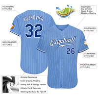 Custom Baseball Jersey - Light Blue White Pinstripe Royal-White Authentic