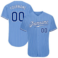 Custom Baseball Jersey - Light Blue White Pinstripe Royal-White Authentic