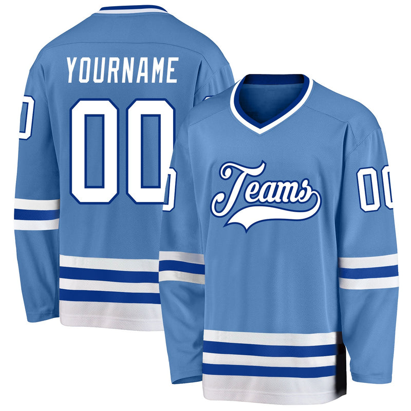 Custom Hockey Jersey - Light Blue White-Royal