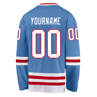 Custom Hockey Jersey - Light Blue White-Red