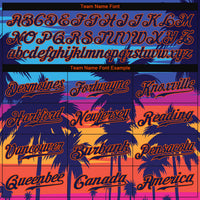 Custom Baseball Jersey - Royal Navy-Orange 3D Pattern Design Palm Trees Authentic