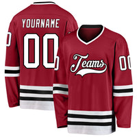 Custom Hockey Jersey - Maroon White-Black